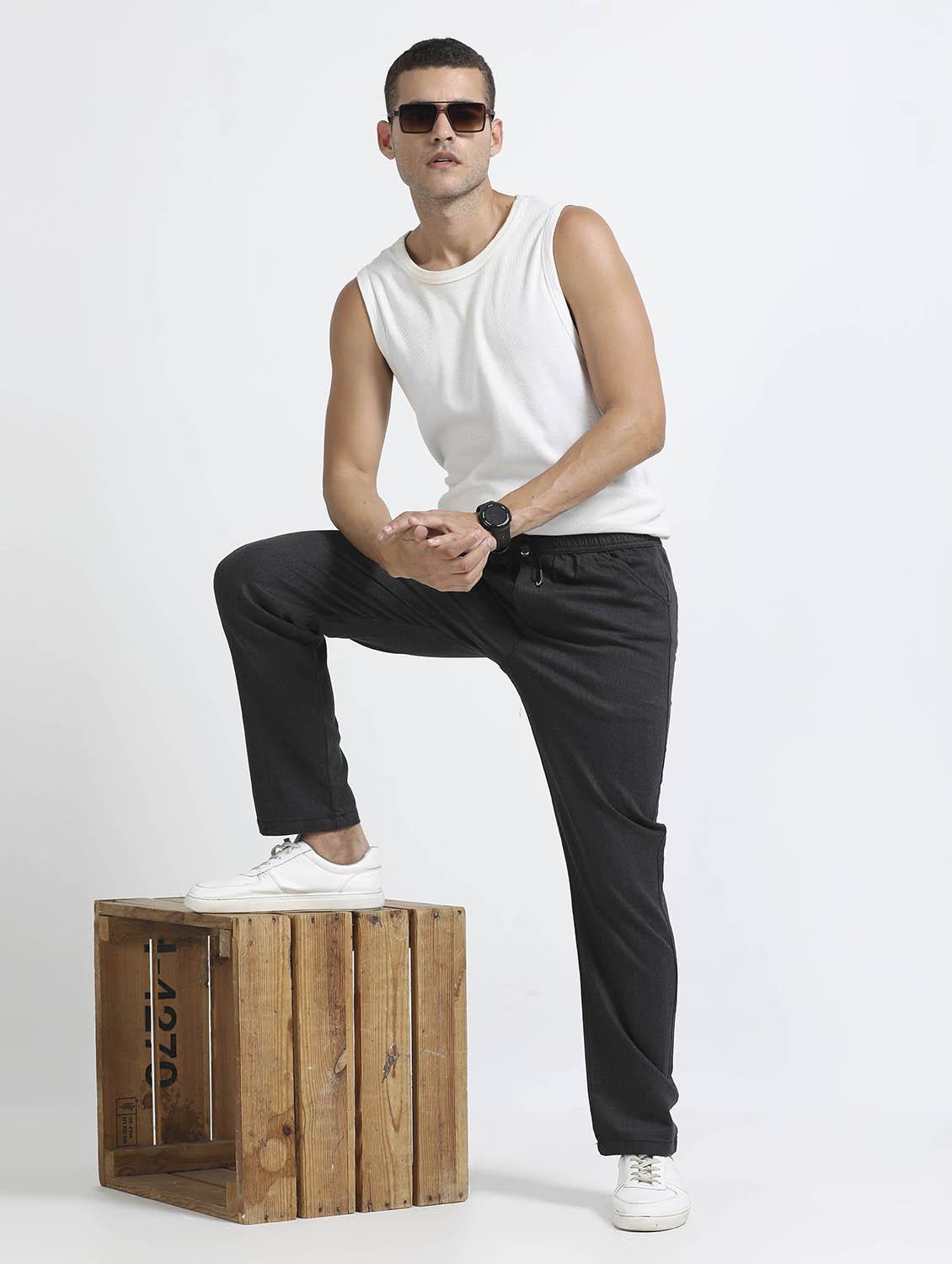 men solid mid rise straight fit chinos - 22052470 - Standard Image - 3