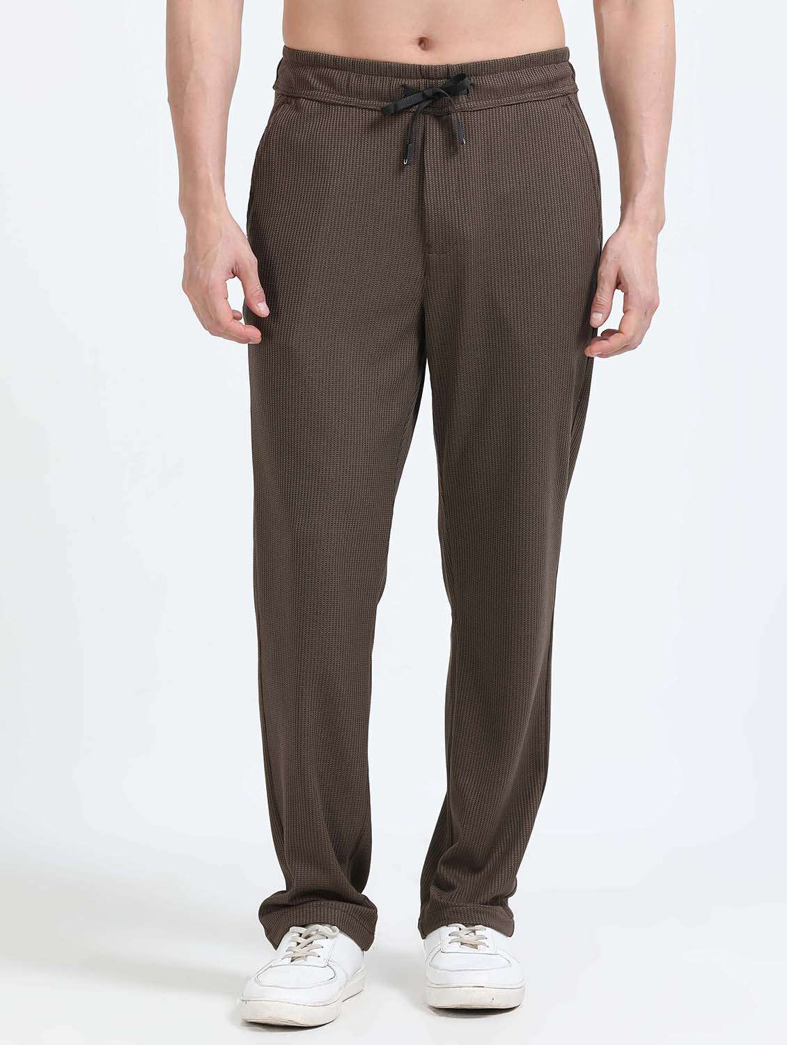 men striped mid rise straight fit chinos