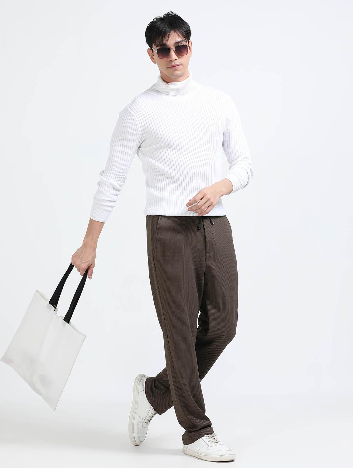 men striped mid rise straight fit chinos - 22052473 - Standard Image - 3