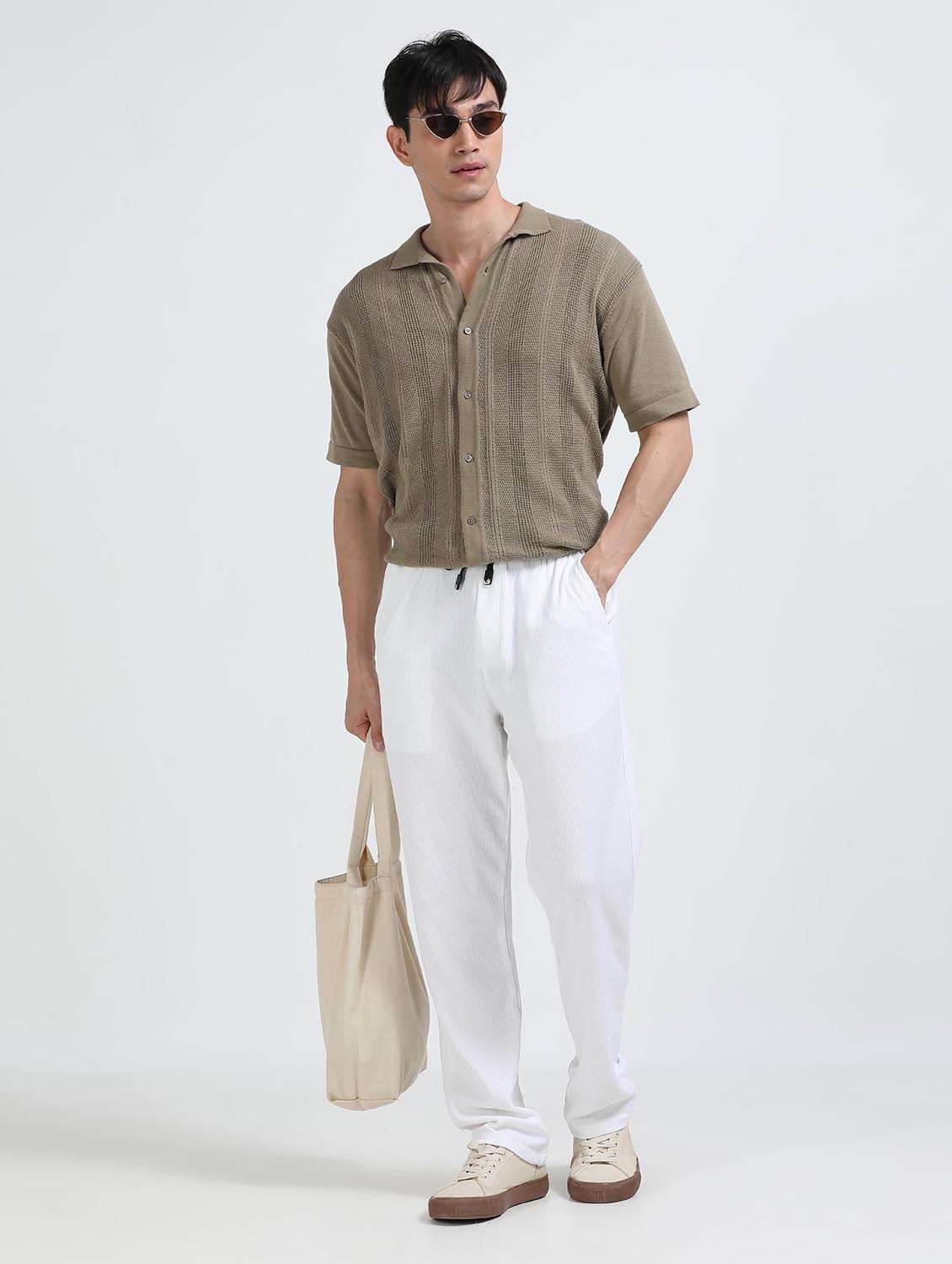 men solid mid rise straight fit chinos - 22052476 -  Standard Image - 3