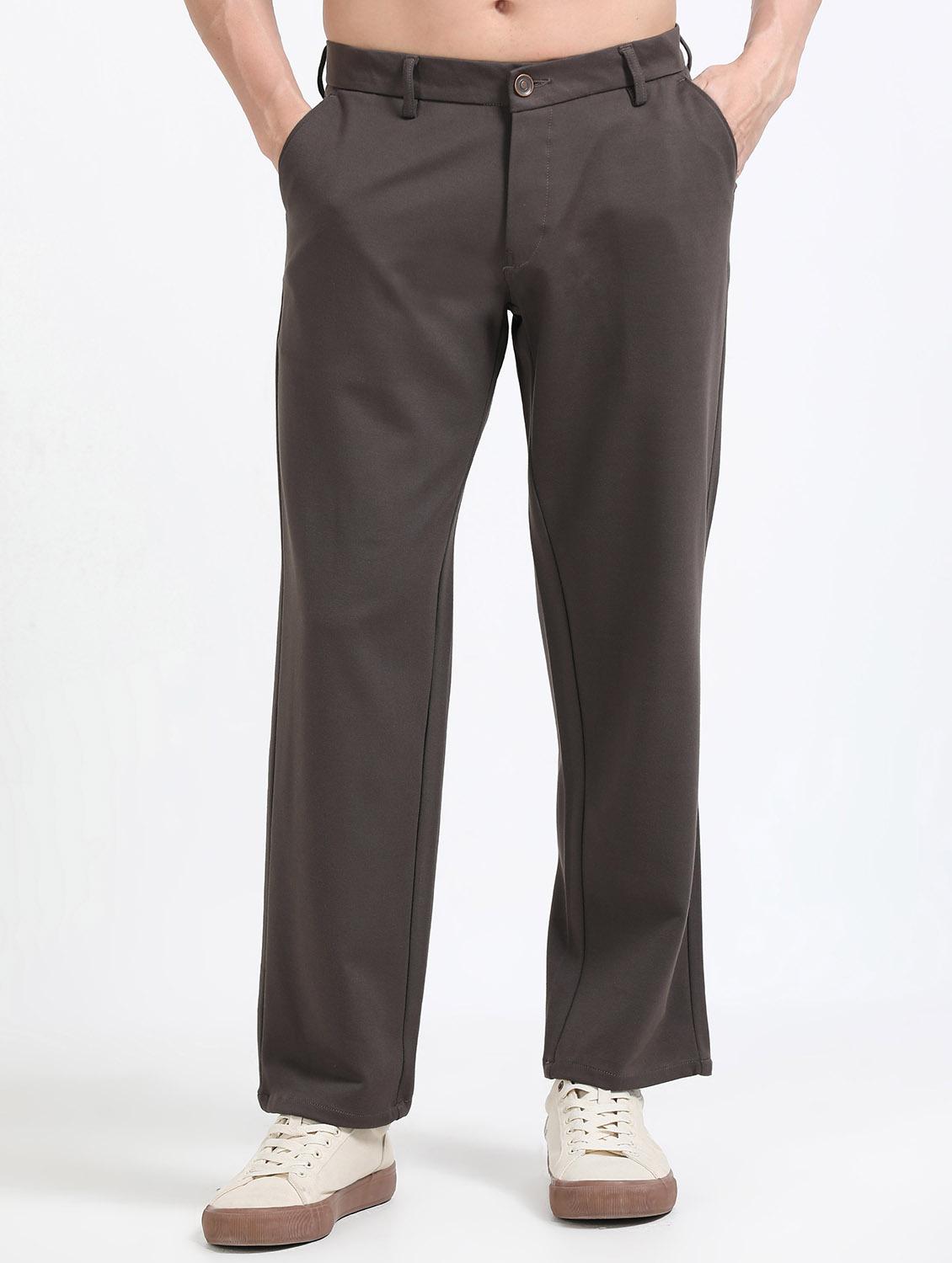 men solid mid rise straight fit chinos 