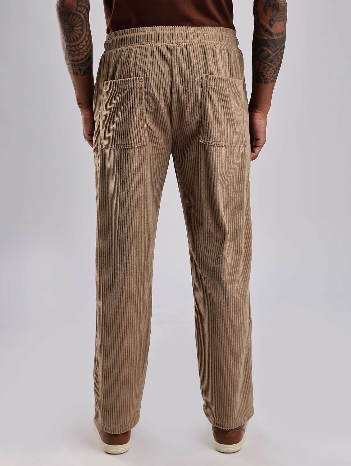 men solid mid rise straight fit courduroy trouser  - 22052535 -  Standard Image - 3