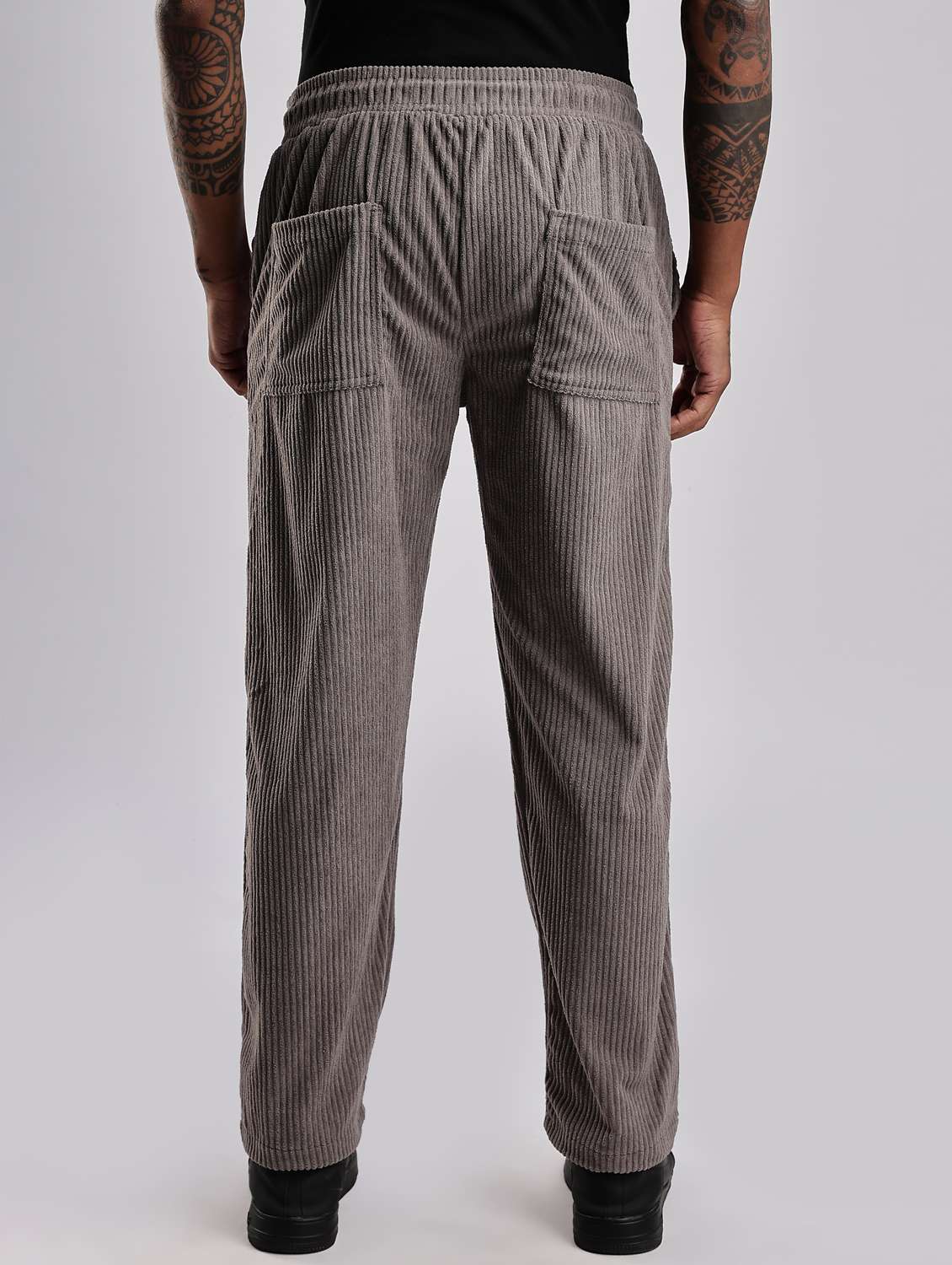 men solid mid rise straight fit corduroy trouser  - 22052536 -  Standard Image - 3