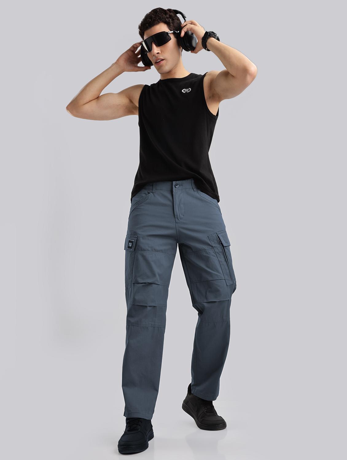 men solid mid rise regular fit cargo - 22052603 - Standard Image - 3