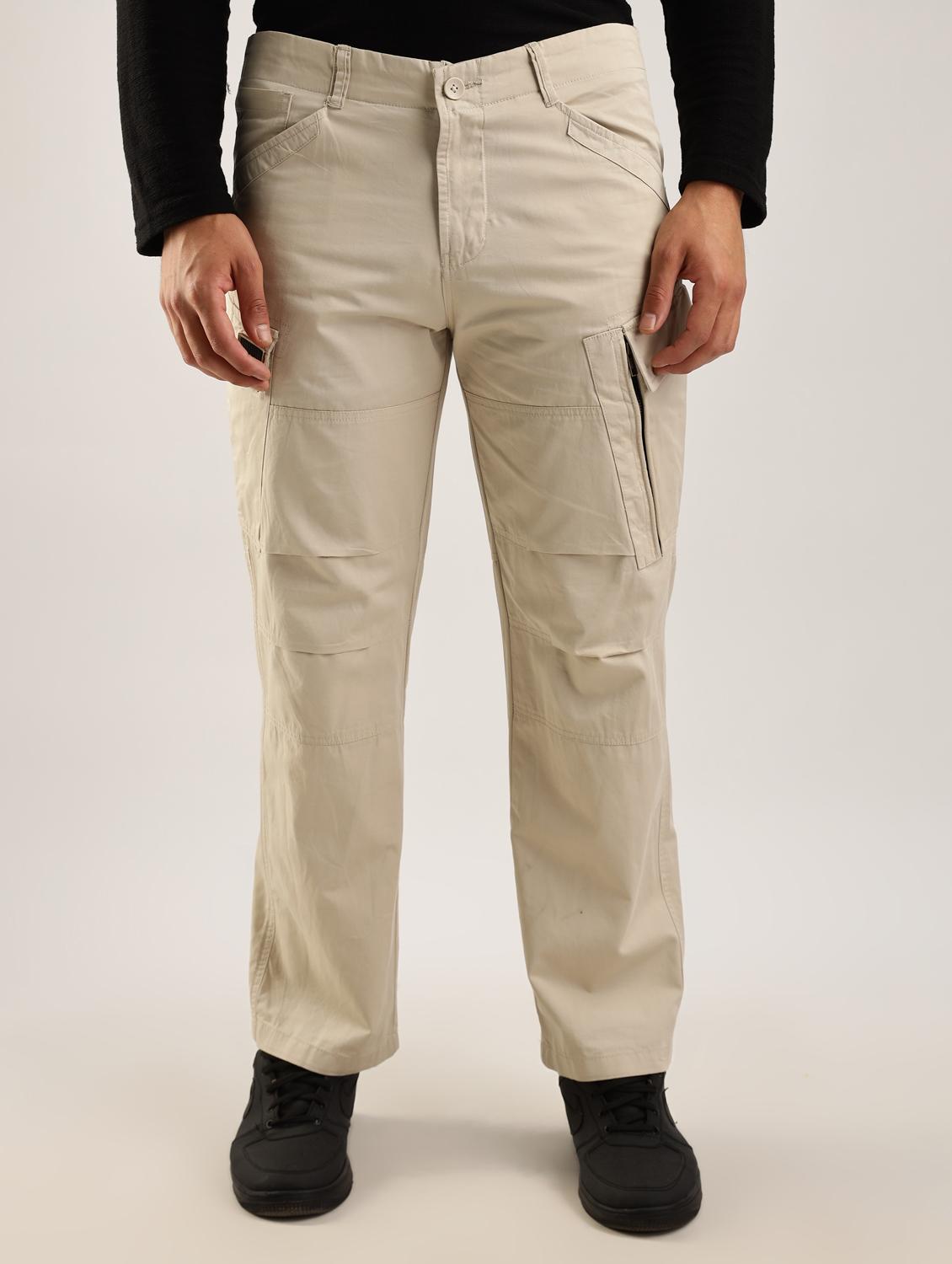 men solid mid rise regular fit cargo - 22052608 - Zoom Image - 0
