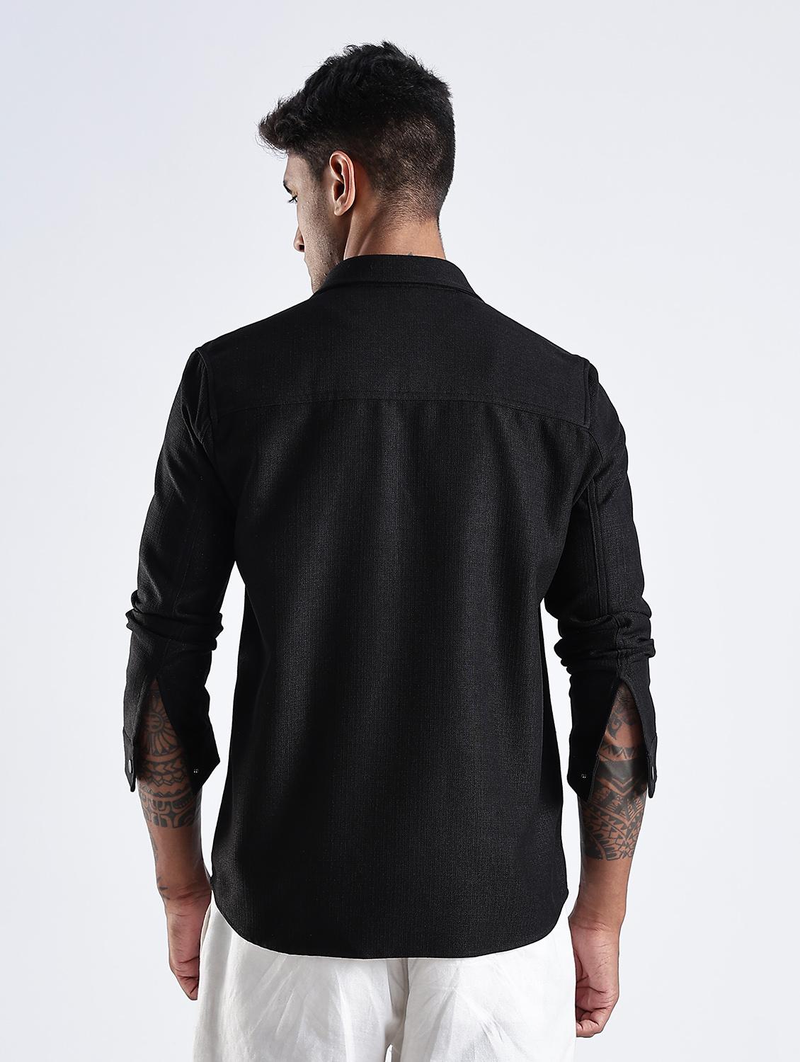 men solid collared long sleeve regular fit shirt - 22052610 - Standard Image - 3