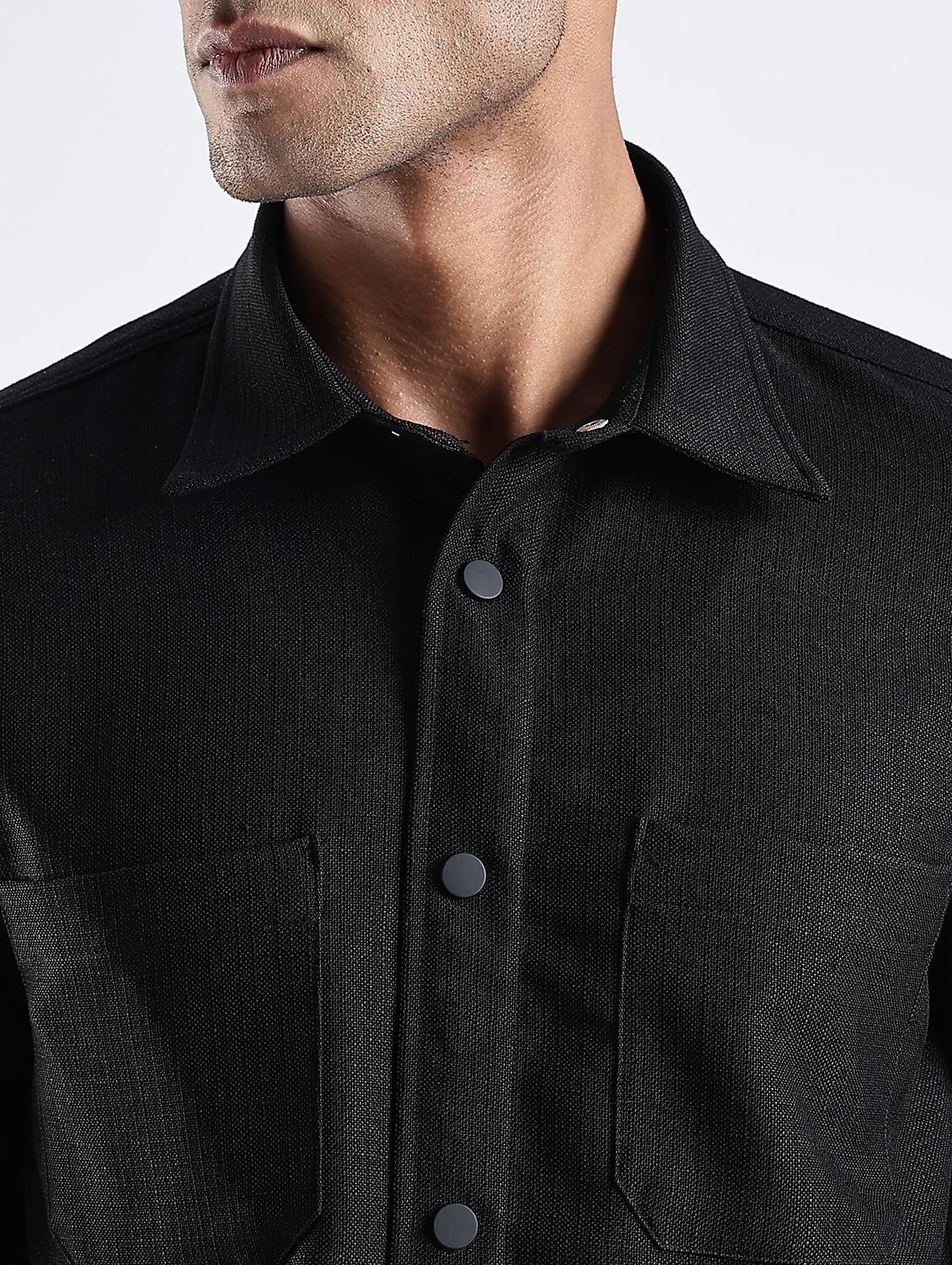 men solid collared long sleeve regular fit shirt - 22052610 - Standard Image - 5