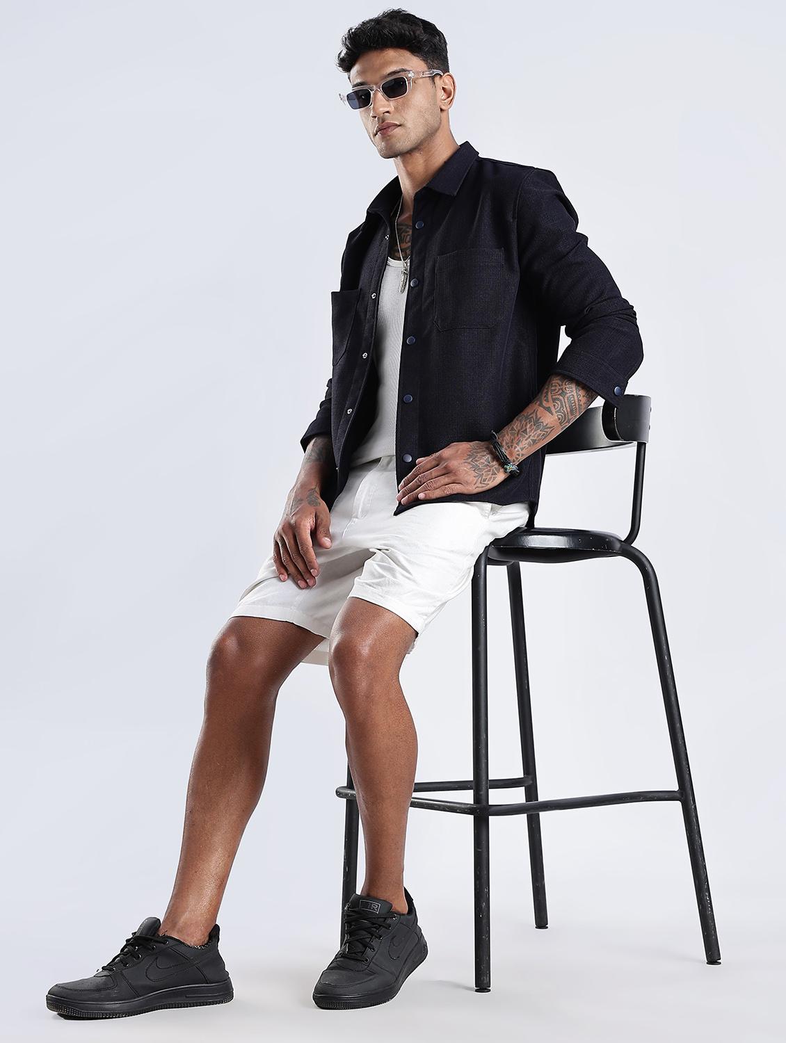 men solid collared long sleeve regular fit shirt - 22052611 - Standard Image - 5