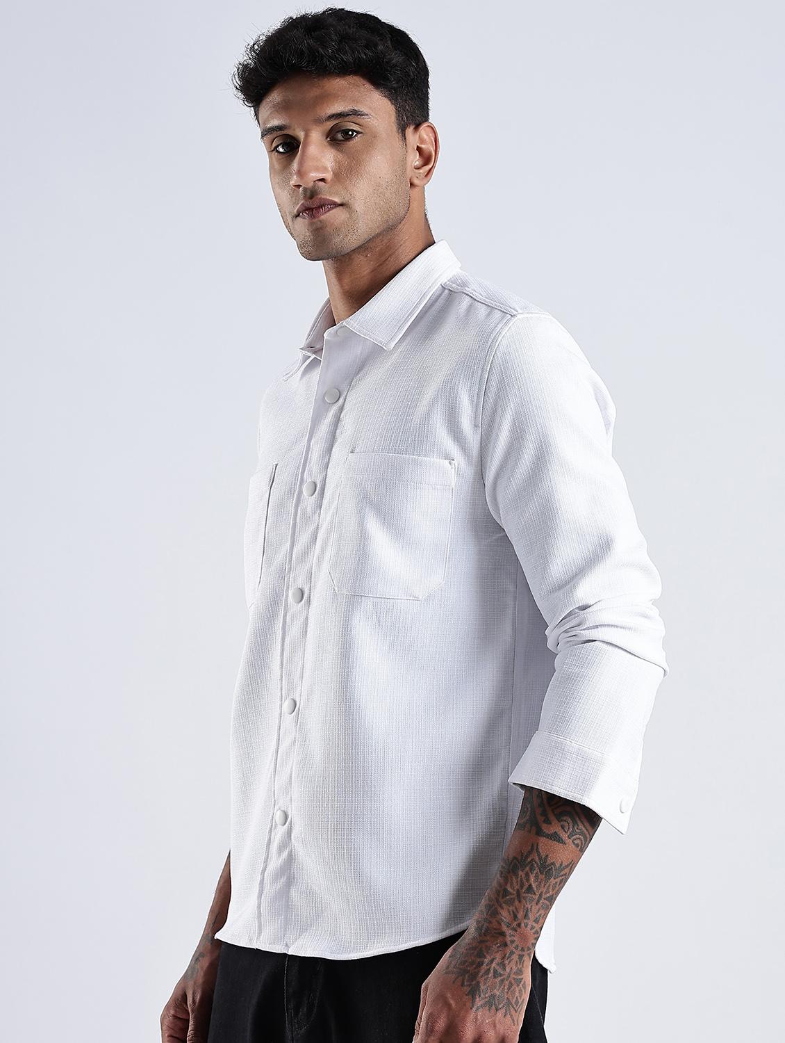 men solid collared long sleeve regular fit shirt - 22052613 - Standard Image - 3