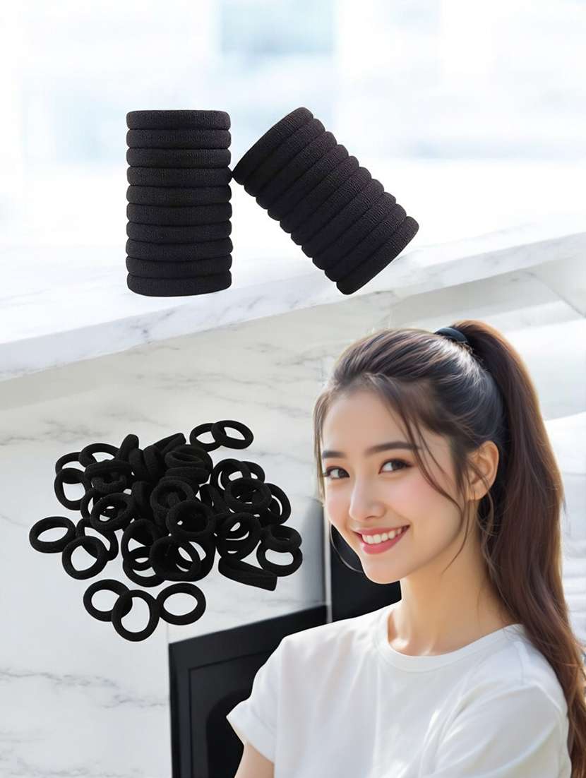 set of black solid rubber bands