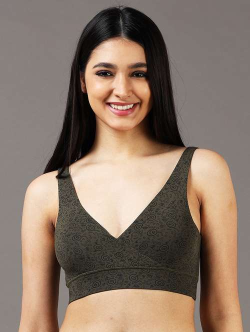 women printed non padded sports bra - 22052675 - Standard Image - 0
