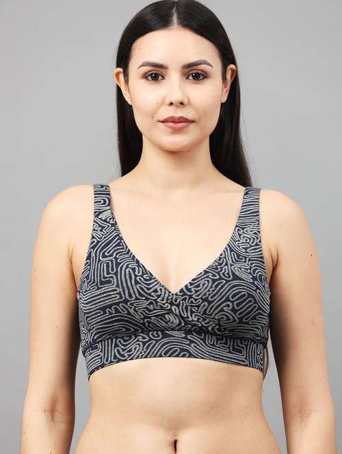women printed non padded sports bra - 22052677 - Standard Image - 0