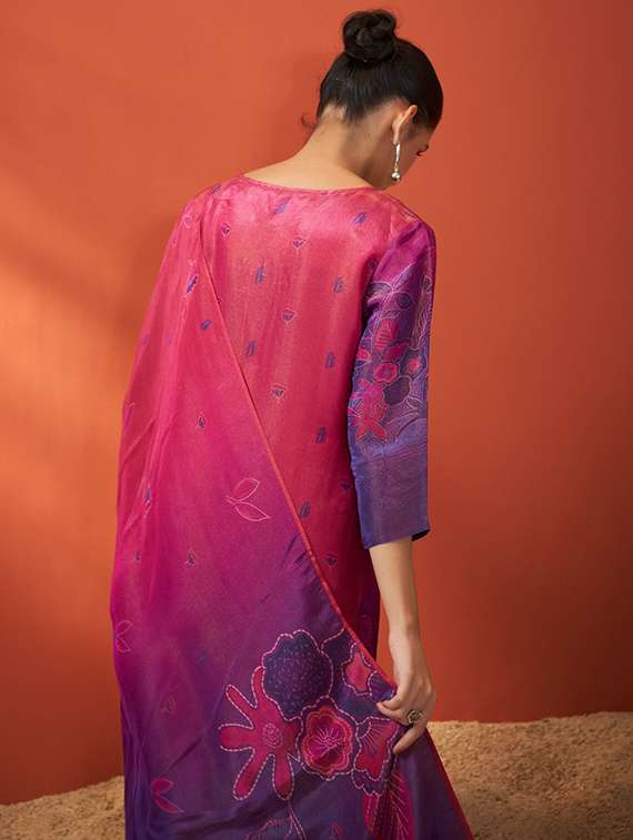 women three quarter sleeve kurta pant with dupatta set - 22052709 - Standard Image - 3
