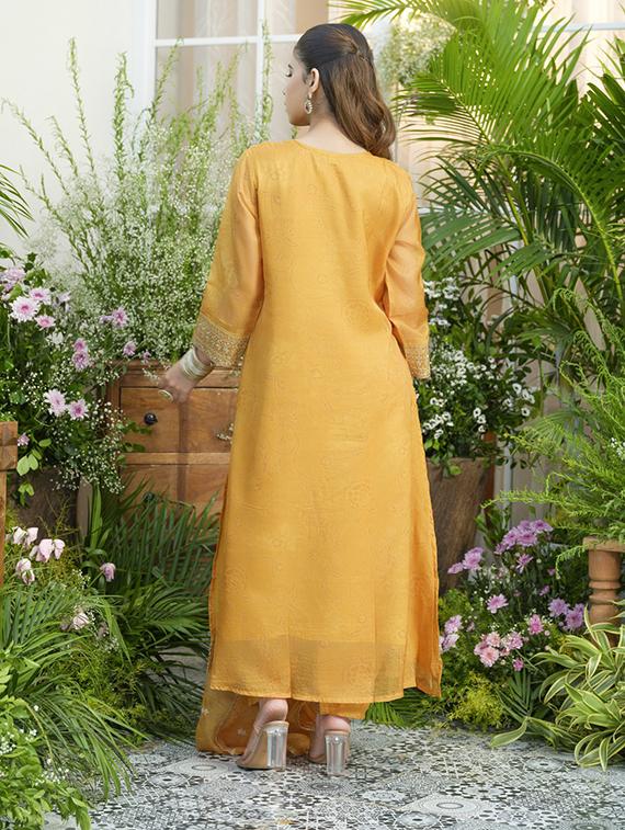 women three quarter sleeve kurta pant with dupatta set - 22052715 - Standard Image - 3