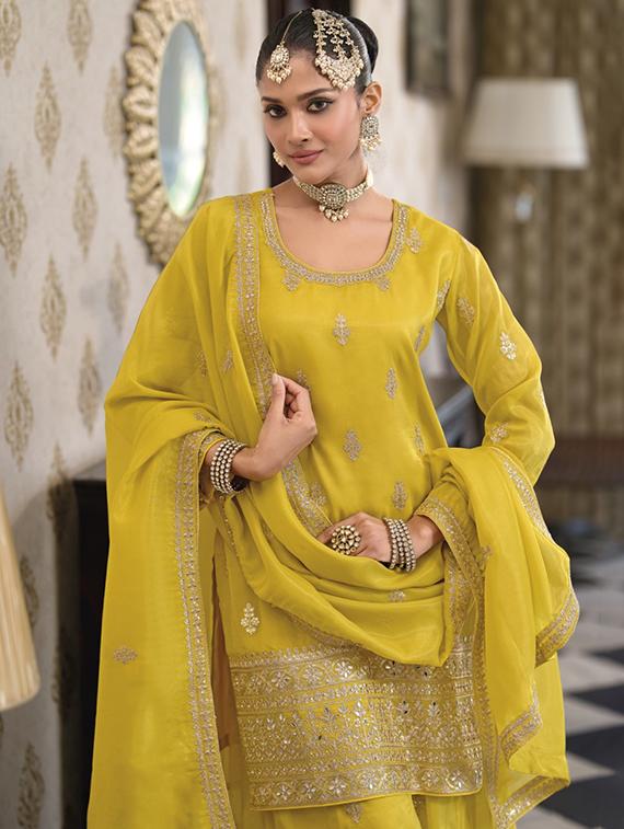 women embroidered three quarter sleeve kurta palazzo with dupatta set - 22052728 - Standard Image - 3
