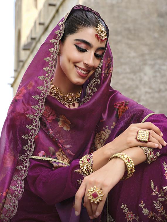 women embroidered long sleeve kurta palazzo with dupatta set - 22052743 - Standard Image - 3