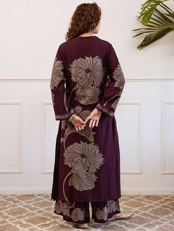 women floral printed long sleeve kurta palazzo set - 22052751 - Standard Image - 3