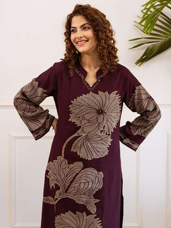 women floral printed long sleeve kurta palazzo set - 22052751 - Standard Image - 5