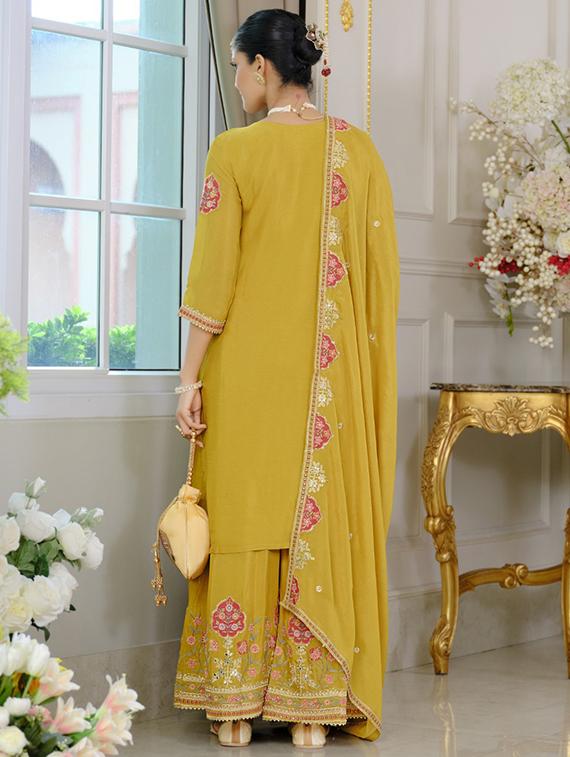 women three quarter sleeve kurta sharara with dupatta set - 22052758 - Standard Image - 3