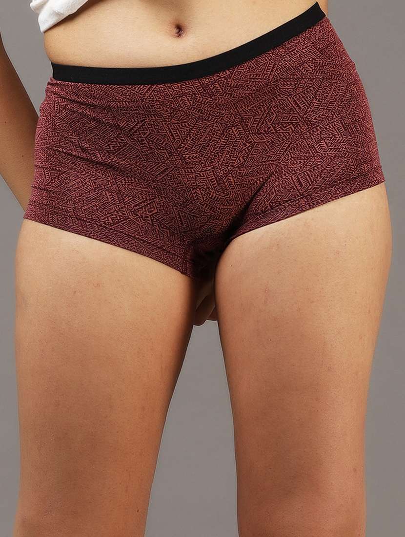 women printed mid rise boy shorts - 22052877 - Zoom Image - 0