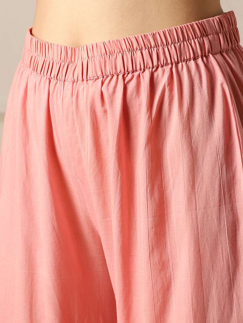 globus women pink round neck sequinned detail scalloped hem straight chikankari kurta & sharara festive set - 22052923 -  Standard Image - 5