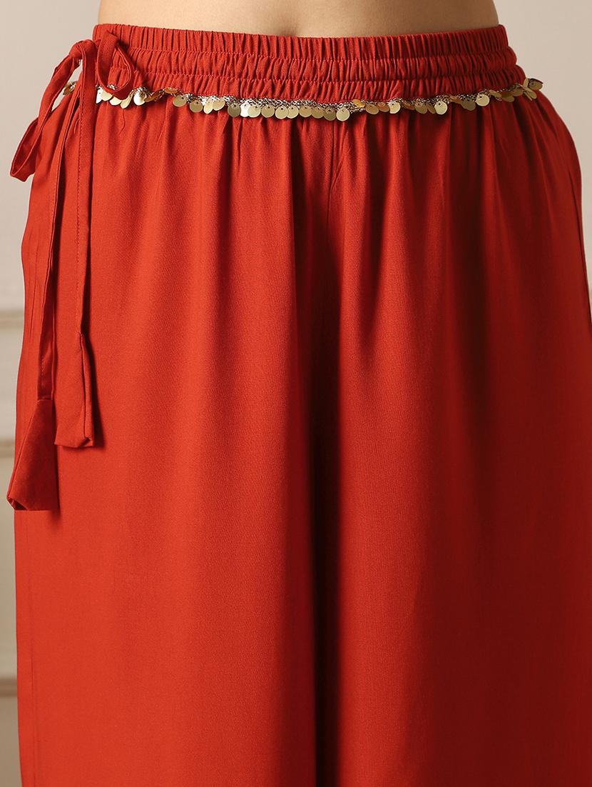 women solid mid rise flared palazzo - 22052927 - Standard Image - 5
