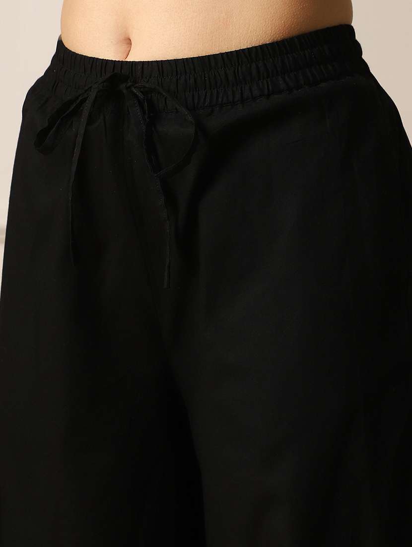 globus women black mid rise lace detail drawstring waist relaxed fit pants - 22052929 -  Standard Image - 5