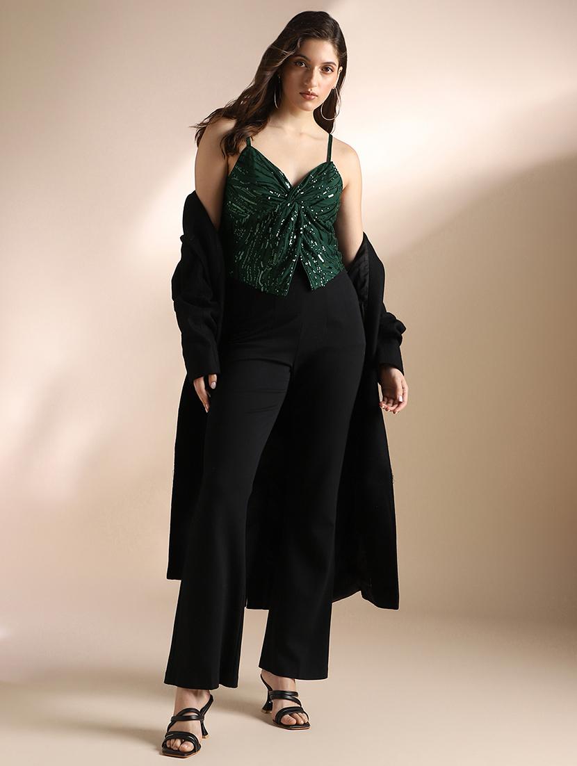 women sequined shoulder strap crop top - 22052967 - Standard Image - 3