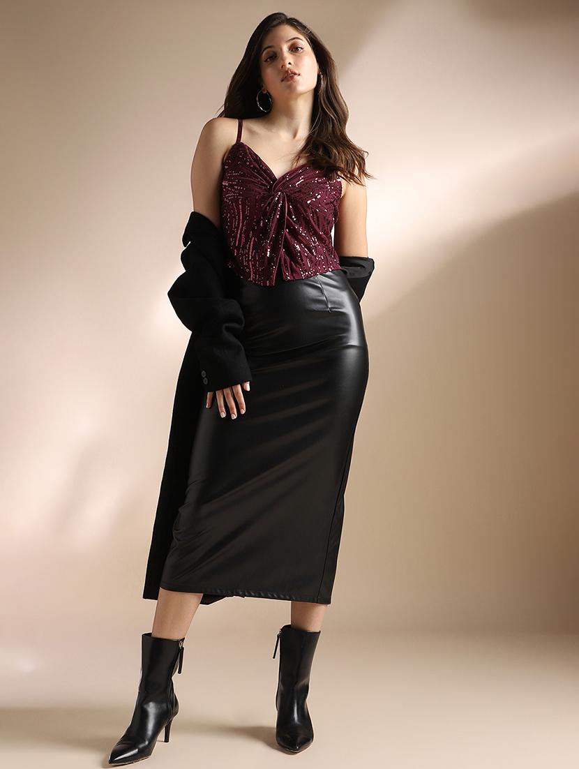 women sequined shoulder strap crop top - 22052968 - Standard Image - 3