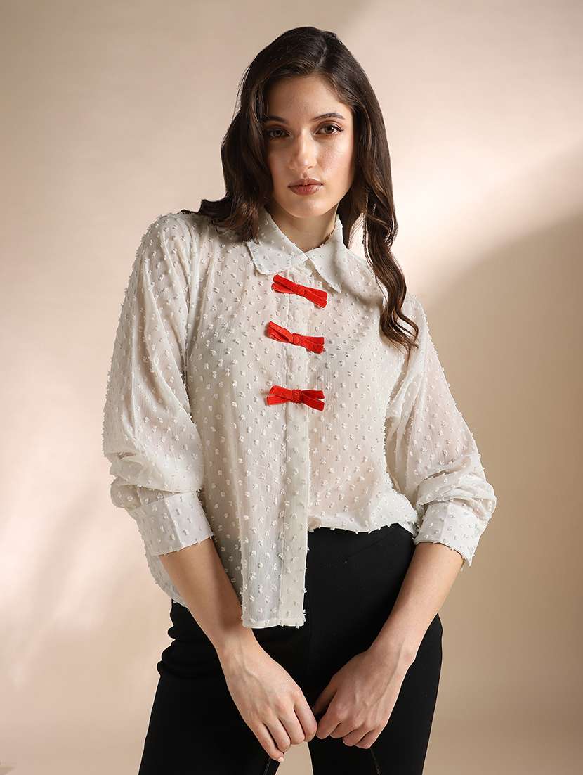 women self designed collared long sleeve shirt - 22052979 -  Zoom Image - 0