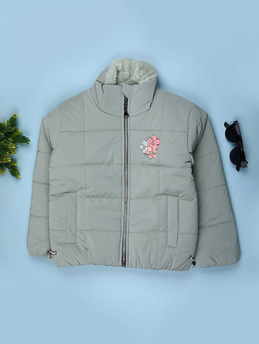 kids solid long sleeve quilted jacket