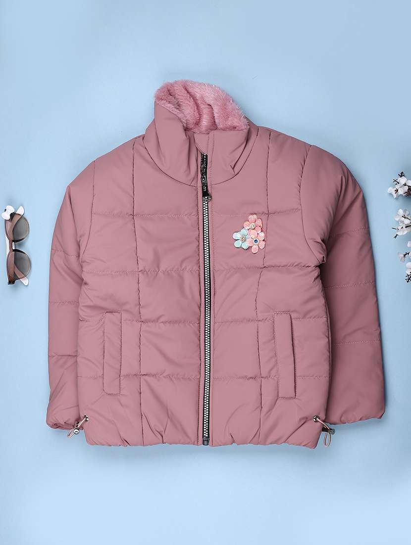 kids solid long sleeve quilted jacket