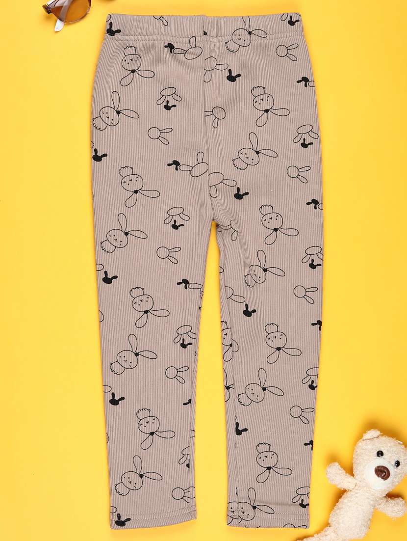 girls printed mid rise winterwear leggings