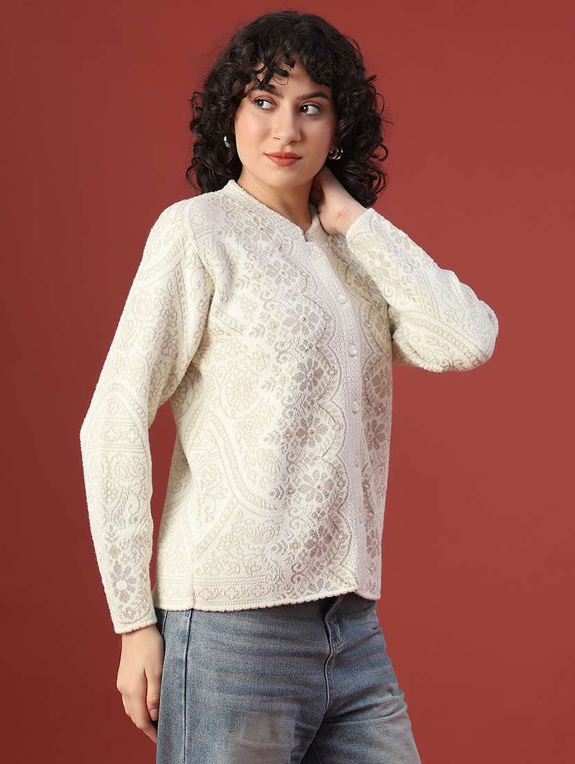 women self design long sleeve cardigan - 22053393 -  Standard Image - 3