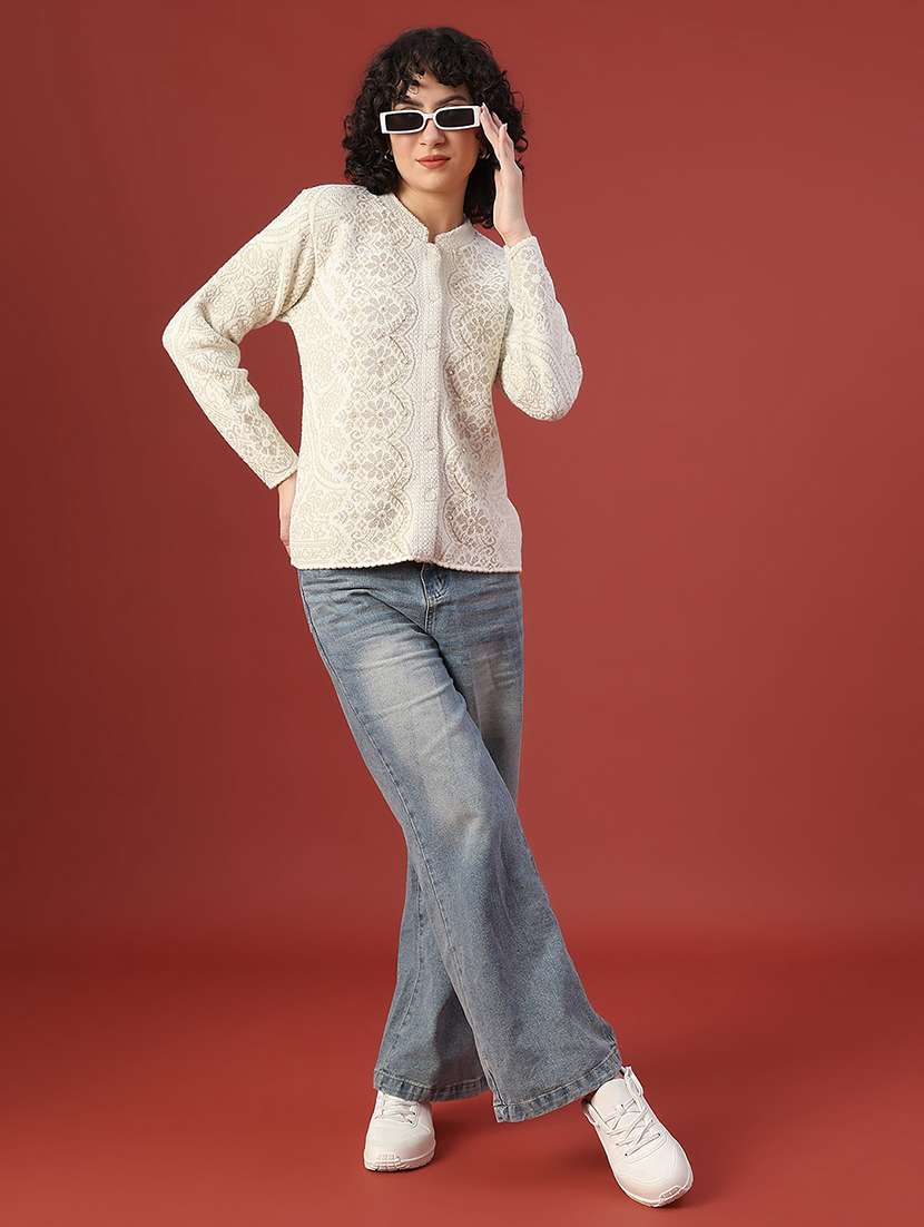 women self design long sleeve cardigan - 22053393 -  Standard Image - 5