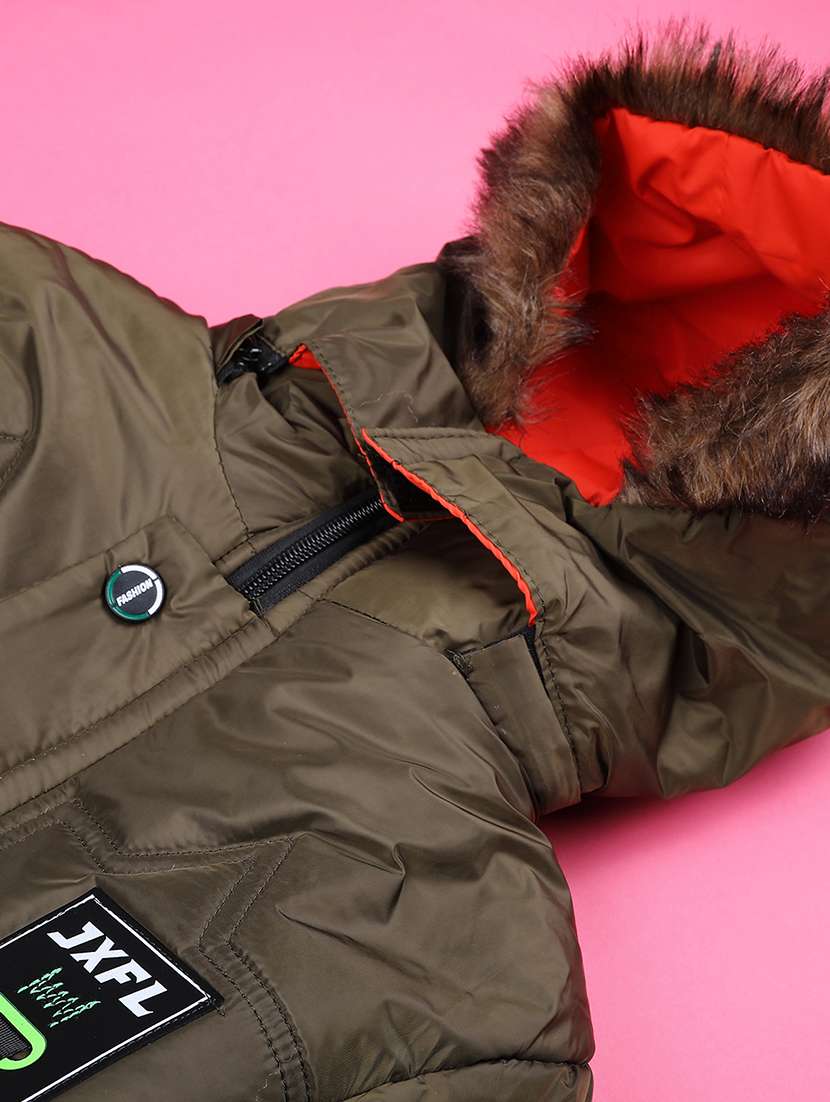 boys solid long sleeve hooded quilted jacket - 22053447 -  Standard Image - 3