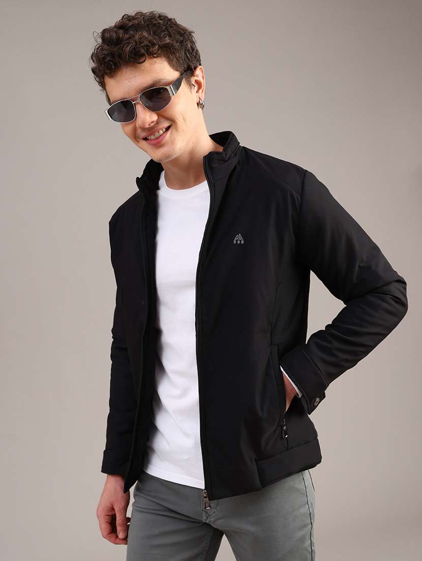 men solid long sleeve insulator bomber jacket