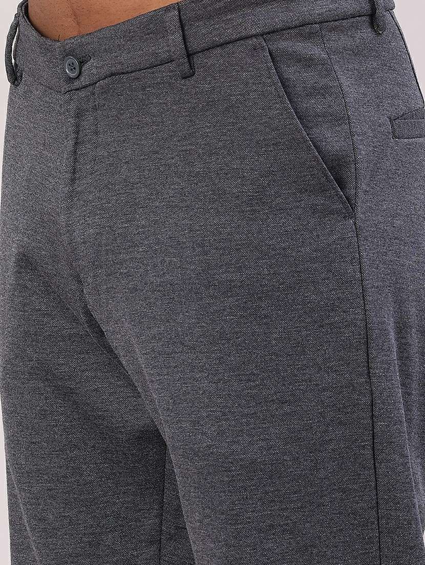 men solid mid rise flat front casual trouser - 22053611 -  Standard Image - 5