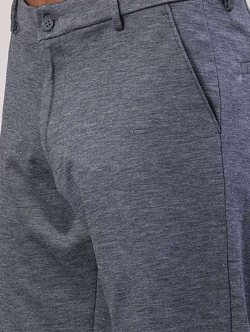 men solid mid rise flat front casual trouser - 22053612 - Standard Image - 5