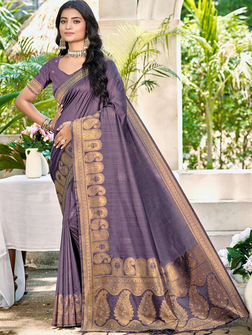women solid with bordered saree with blouse - 22053674 -  Zoom Image - 0