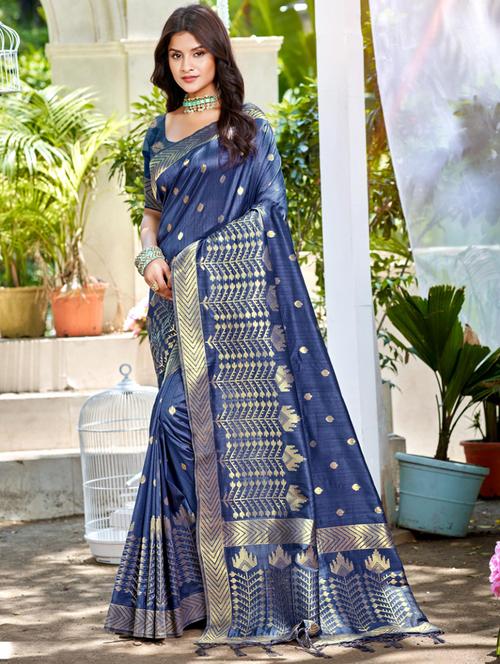 women self design tussar saree with blouse - 22053678 -  Standard Image - 0