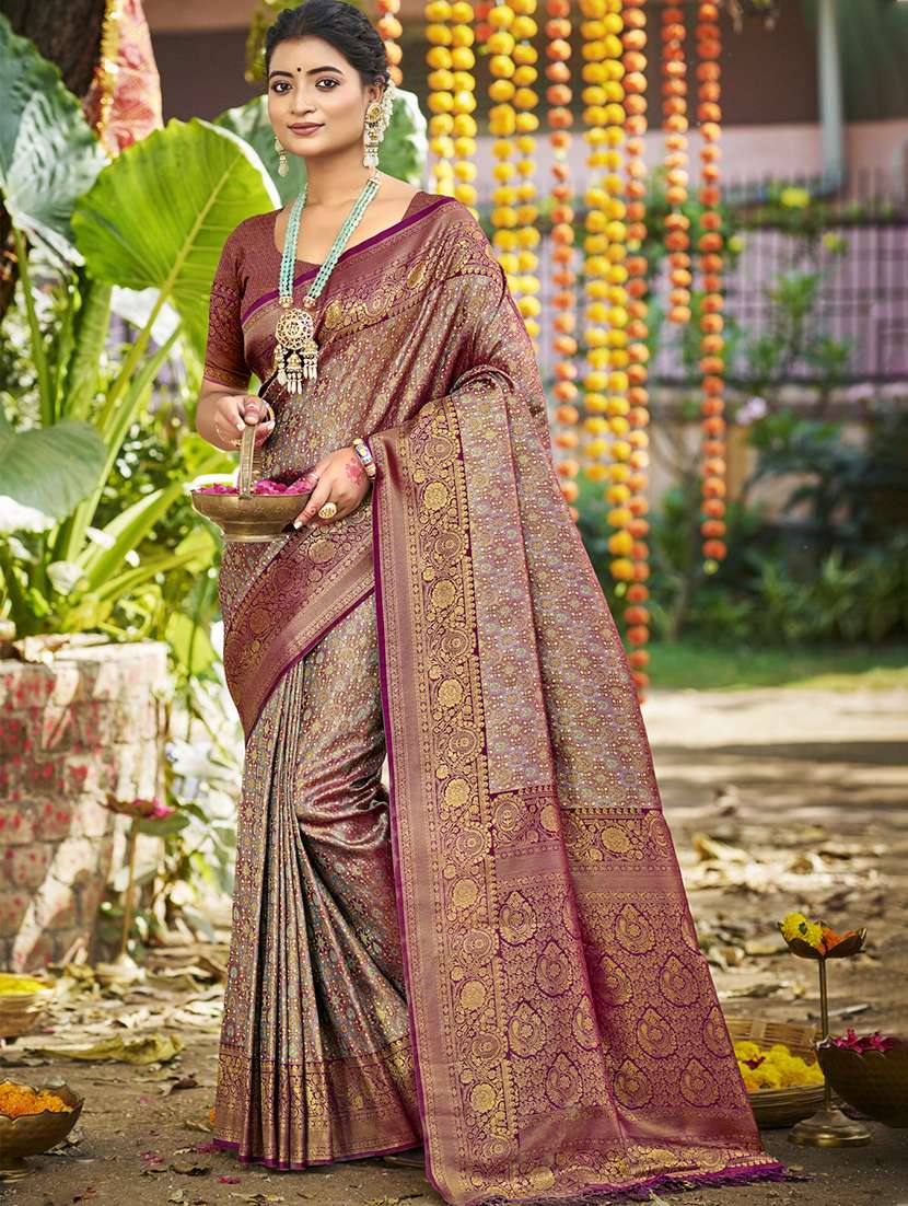 women self design banarasi saree with blouse