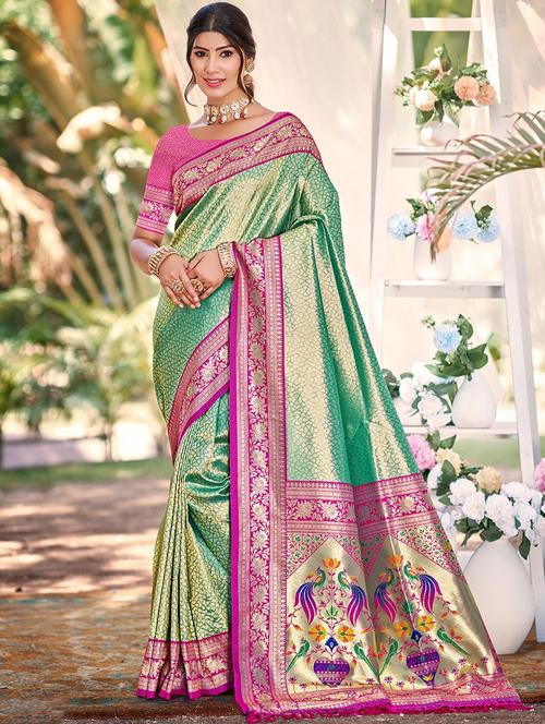 women self design kanjivaram saree with blouse - 22053725 -  Standard Image - 0