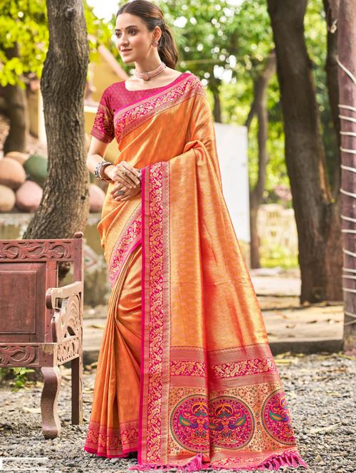 women self design kanjivaram saree with blouse - 22053726 -  Standard Image - 0