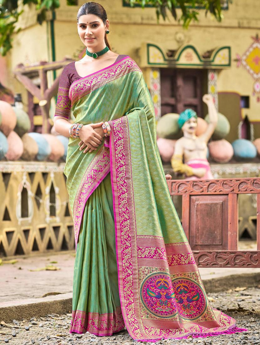 women self design kanjivaram saree with blouse - 22053727 -  Zoom Image - 0