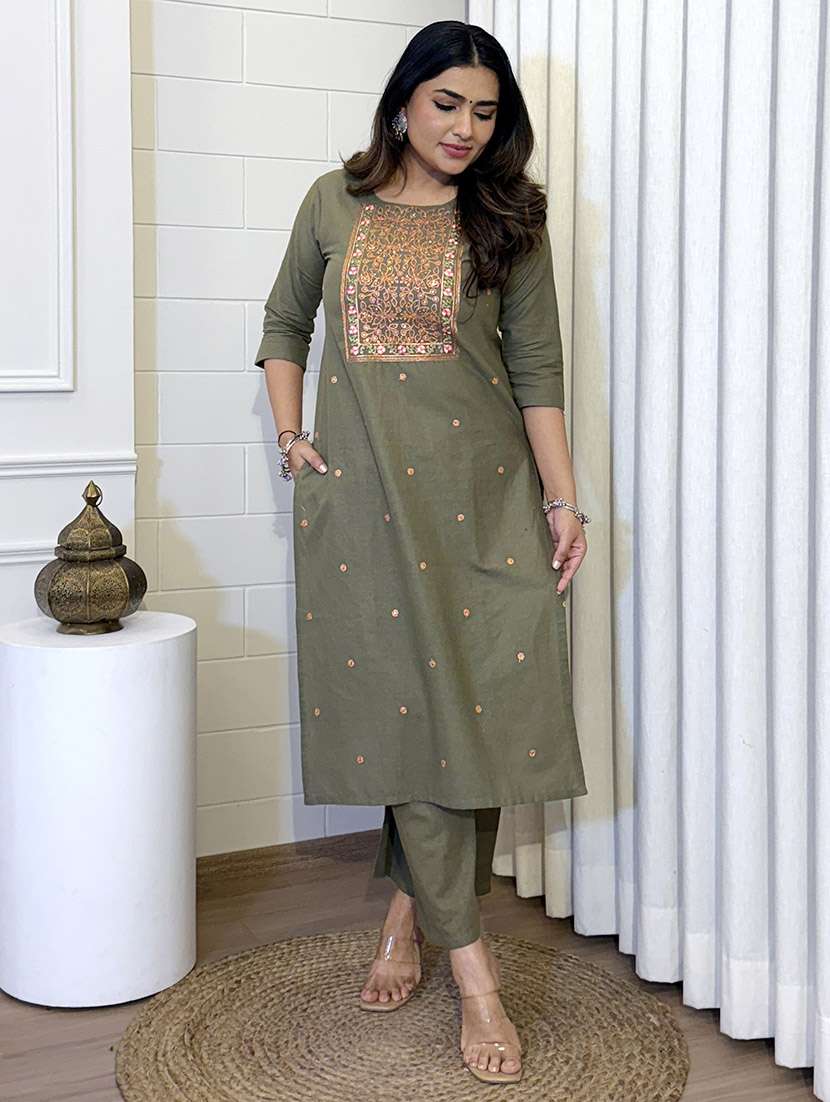 women embroidered three quarter sleeve kurta palazzo with dupatta set - 22053762 - Standard Image - 3