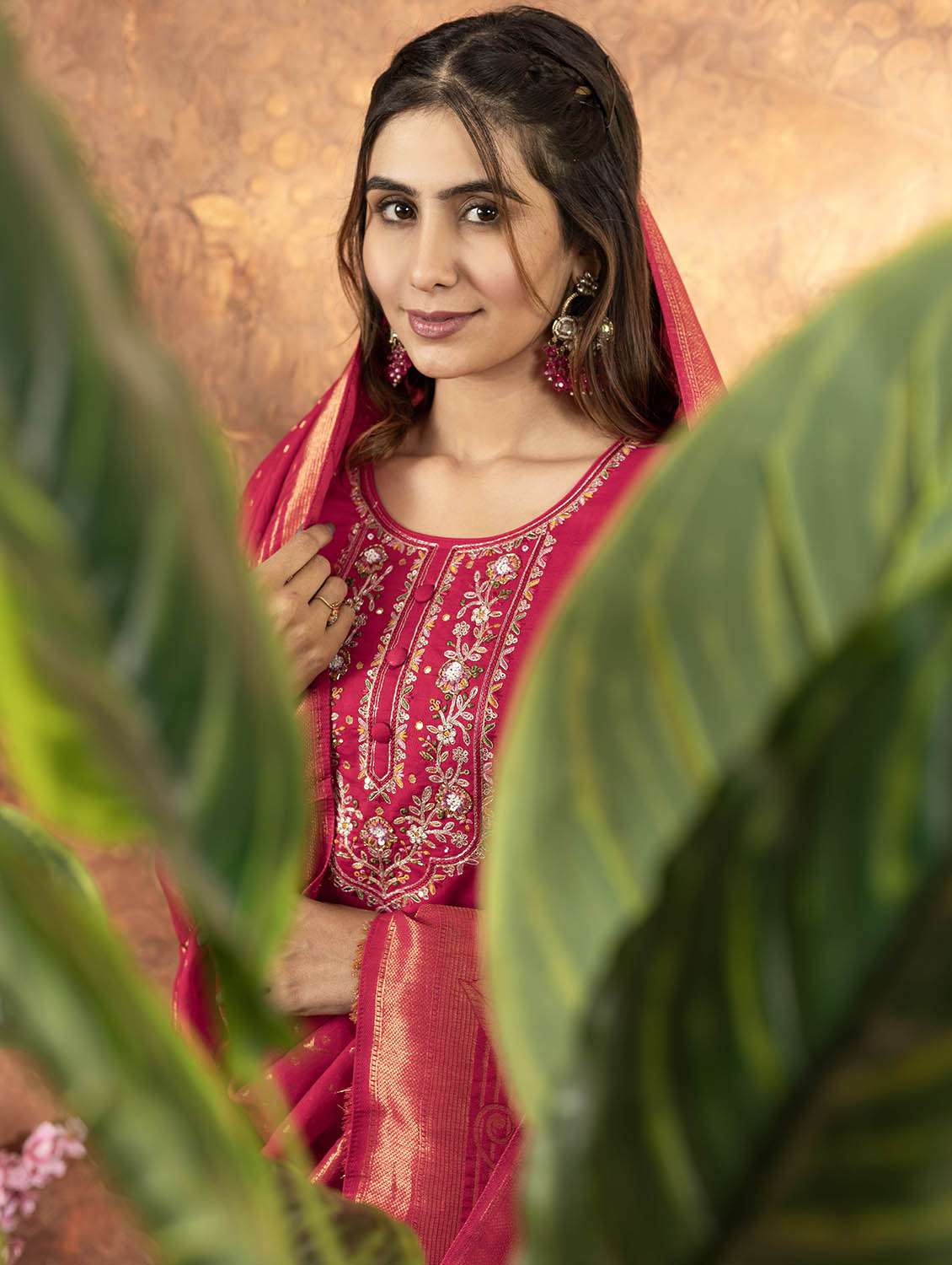 women embroidered three quarter sleeve kurta pant with dupatta set - 22053771 - Standard Image - 5