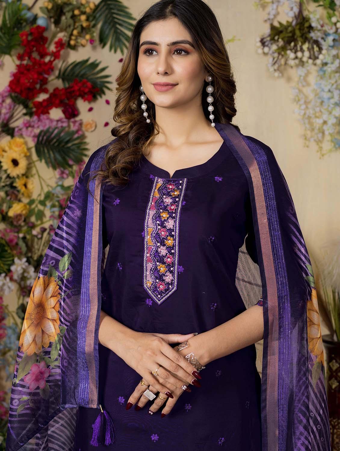 women embroidered three quarter sleeve kurta pant with dupatta set - 22053781 - Standard Image - 5