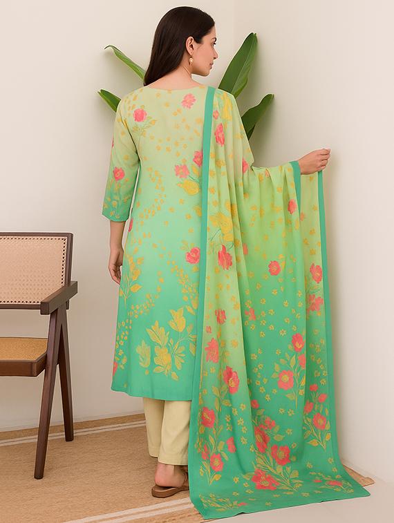 multi colored silk blend straight kurta - 22053790 - Standard Image - 3