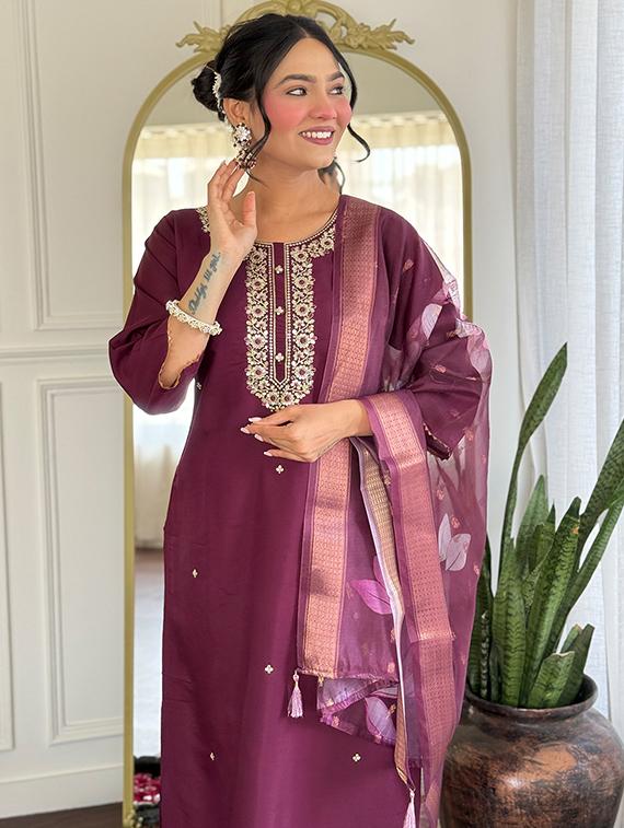 purple rayon straight kurta - 22053793 - Standard Image - 5
